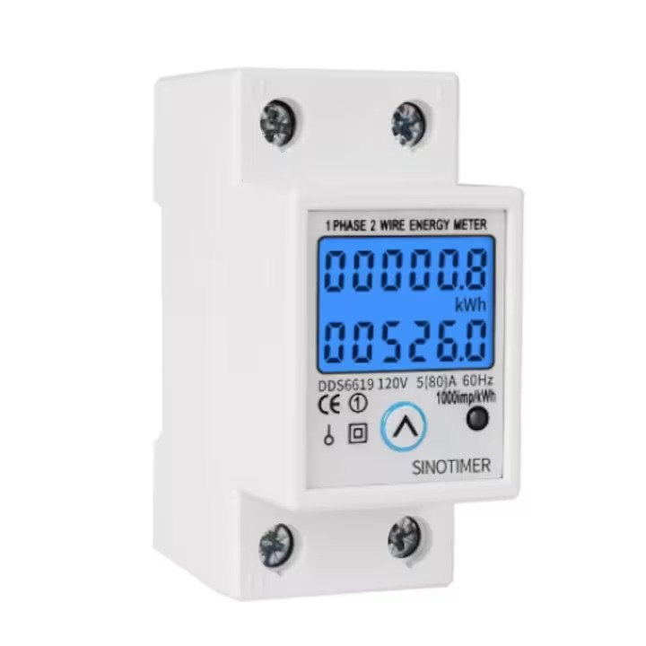 contor electric 230V LCD sina DIN kWh voltaj curent putere