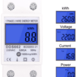 contor electric monofazat 50A LCD sina DIN kWh voltaj curent putere
