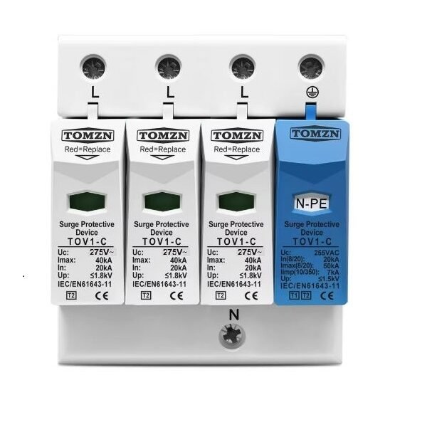 Descarcator supratensiune 275V AC 3P+N PE 50kA pentru retea 230V/400V