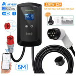 Statie electrica incarcare auto, EV Smart, 22KW 32A, trifazat Type 2, Wifi,  cartele RFID incluse, putere iesire reglabila, 8A – 32A, IP66, cablu 5m, NEGRU - Image 2