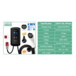 Statie electrica incarcare auto, EV Smart, 22KW 32A, trifazat Type 2, Wifi,  cartele RFID incluse, putere iesire reglabila, 8A – 32A, IP66, cablu 5m, NEGRU - Image 3