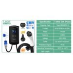 Statie electrica incarcare auto, EV Smart, 7.6KW 32A, monofazata Type 2, WiFi, cartele RFID incluse, putere iesire reglabila 8A–32A, IP66, cablu 5m, Negru - Image 2